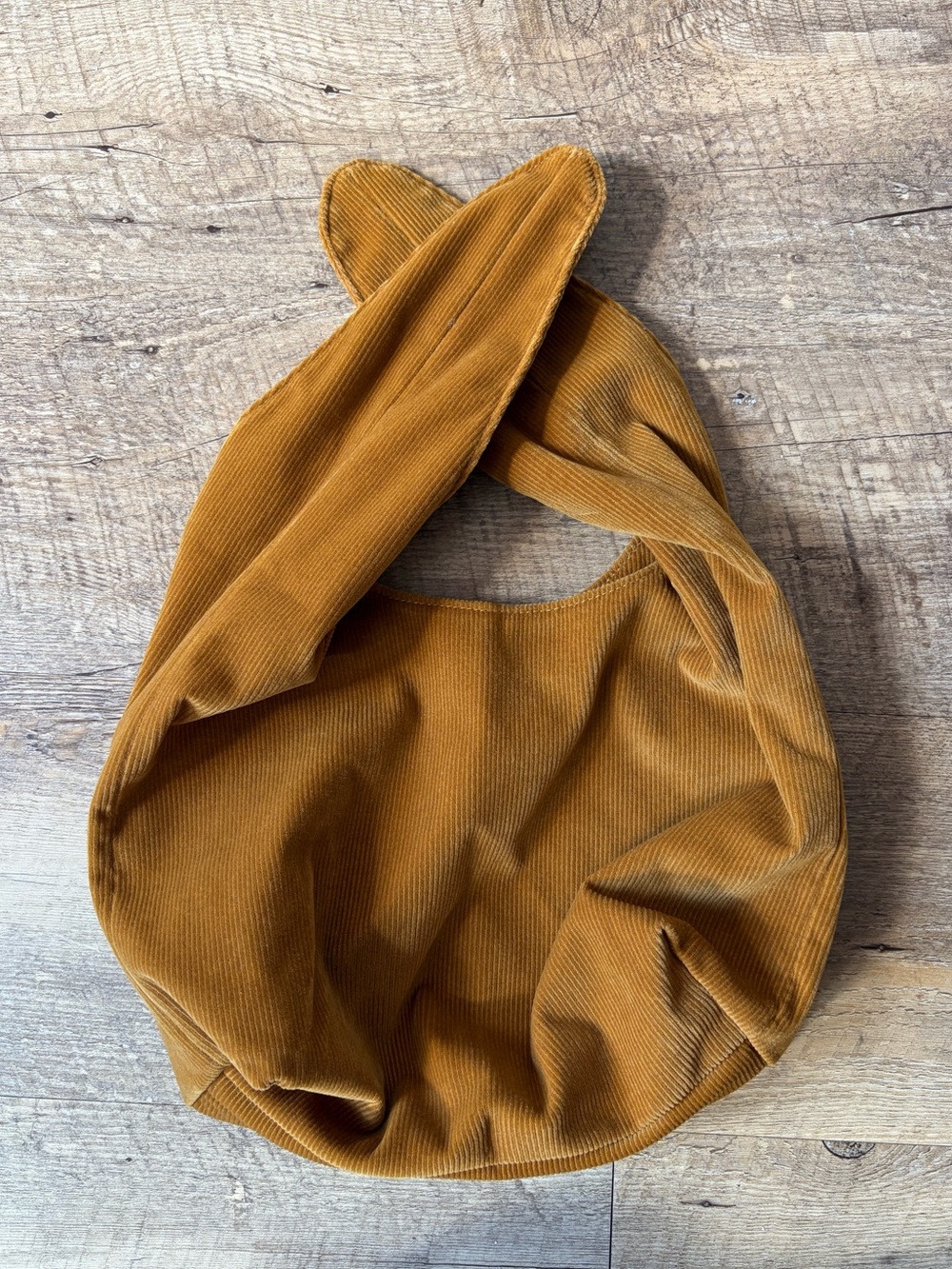 Merit Beauty Mustard Corduory Knotted Make Up Cosmetics Bag